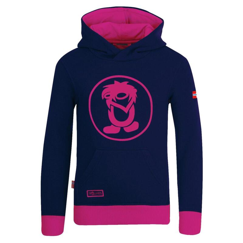 Kinder Hoodie Pullover Troll Marineblau / Pink