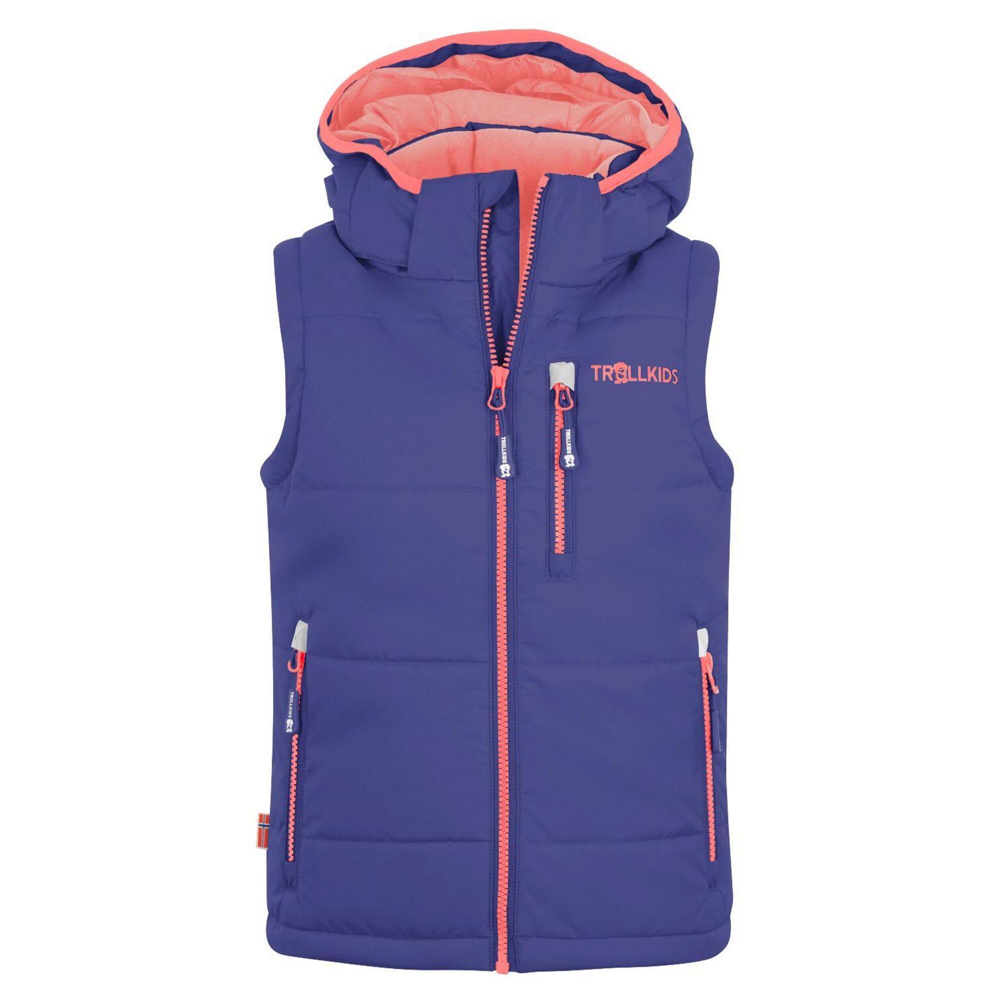 Gilet da bambino Narvik in polifibra viola scuro/rosa