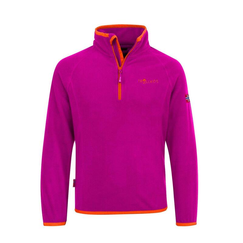 Kinder Fleece-Pullover Nordland Dunkelrosa / Orange