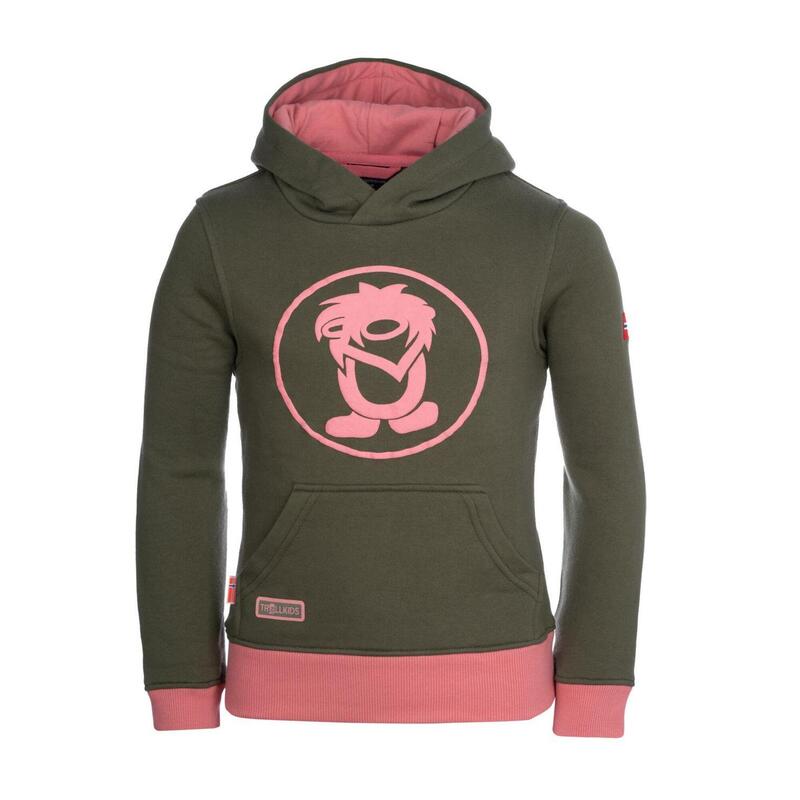 Kinder Hoodie Pullover Troll Oliv/Antik-Rosa