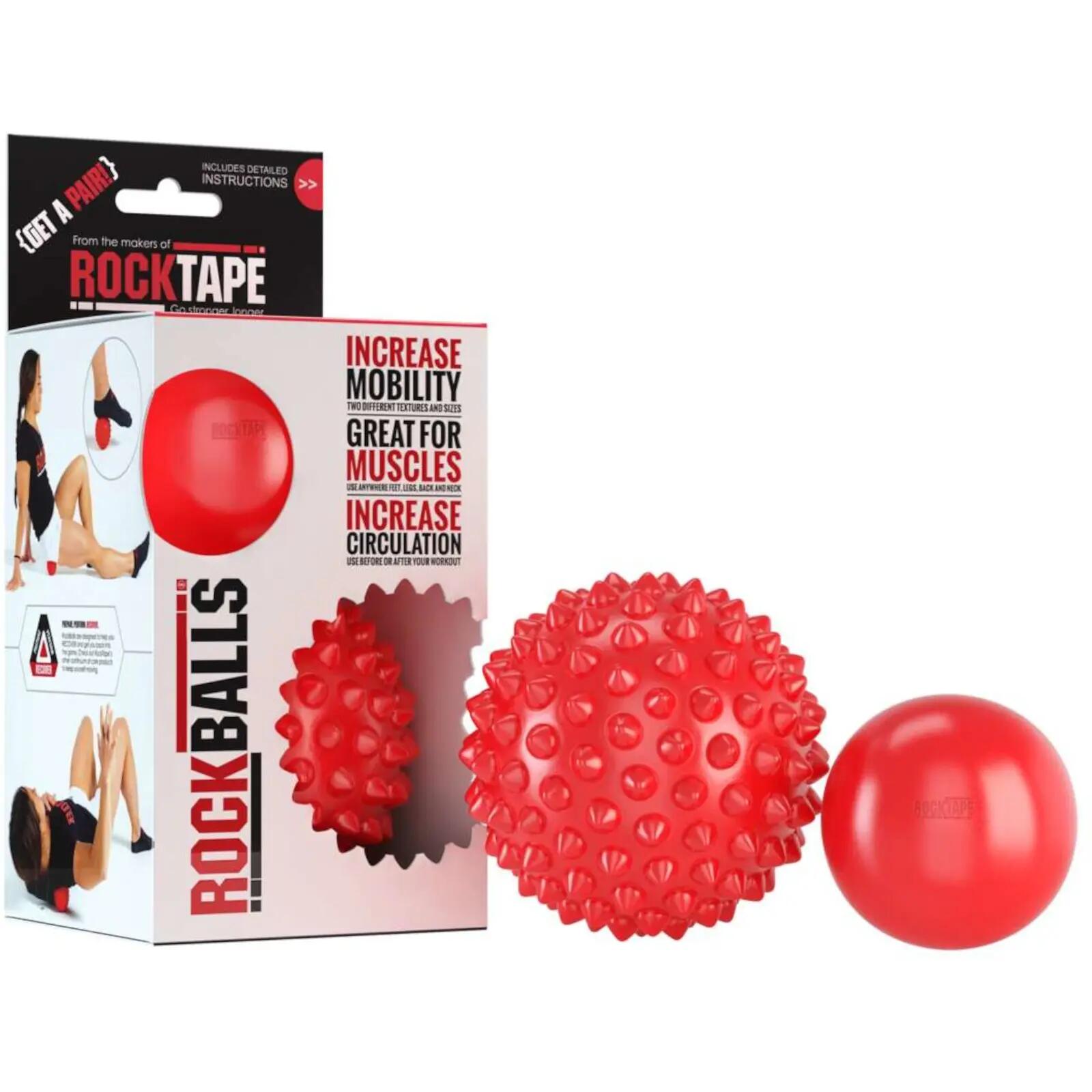 Balles de massage - Fitness - 2 formats - RockTape RockBalls - Rouge 2/3