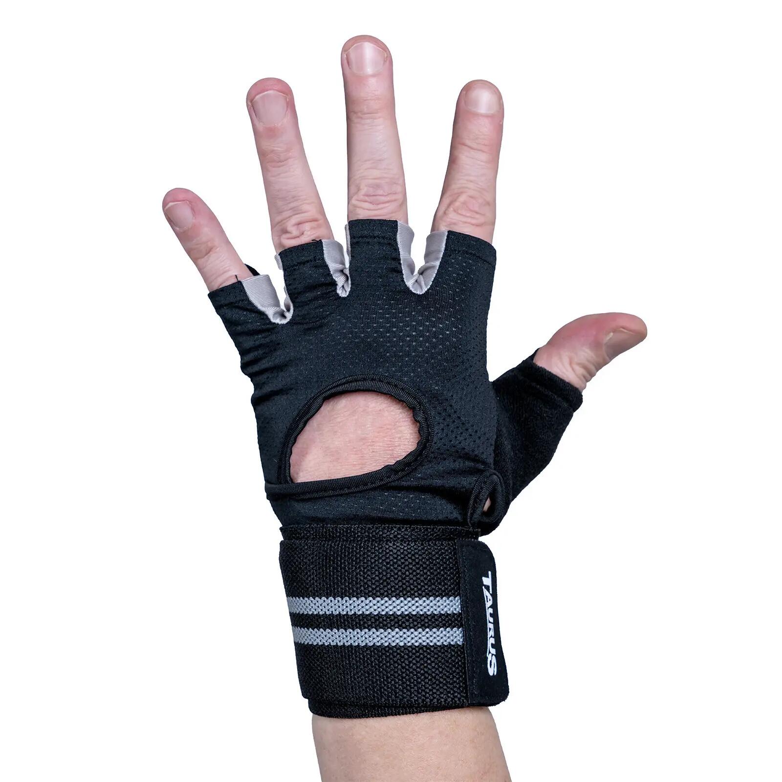 Gants de musculation - Taille M - Maintien poignet - Taurus - Noir 3/4