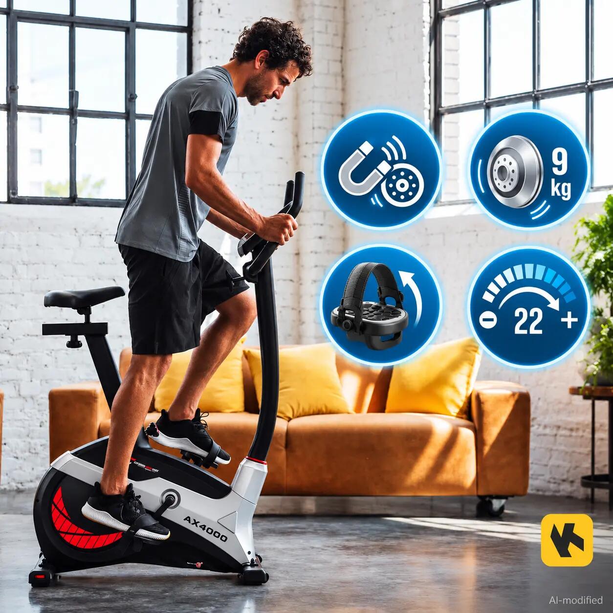 Vélo d'appartement - 24 niveaux de résistance - 150 kg - tapis inclus  AX 4000 3/8