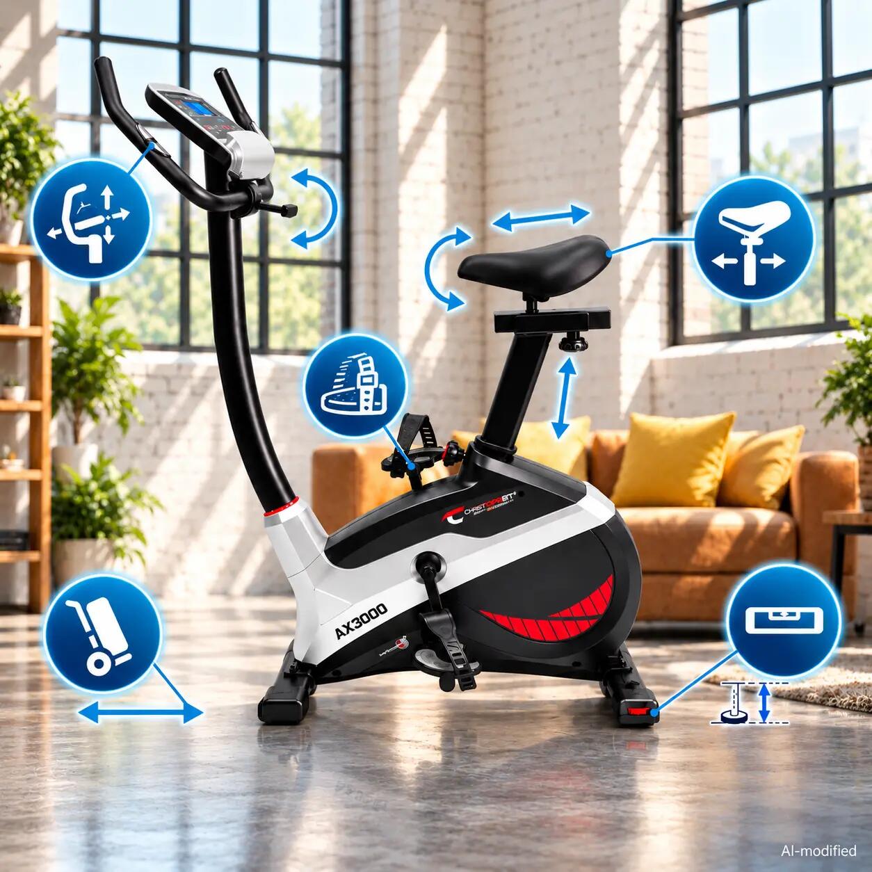 Vélo d'appartement - 24 niveaux de résistance - 150 kg - tapis inclus  AX 4000 2/8