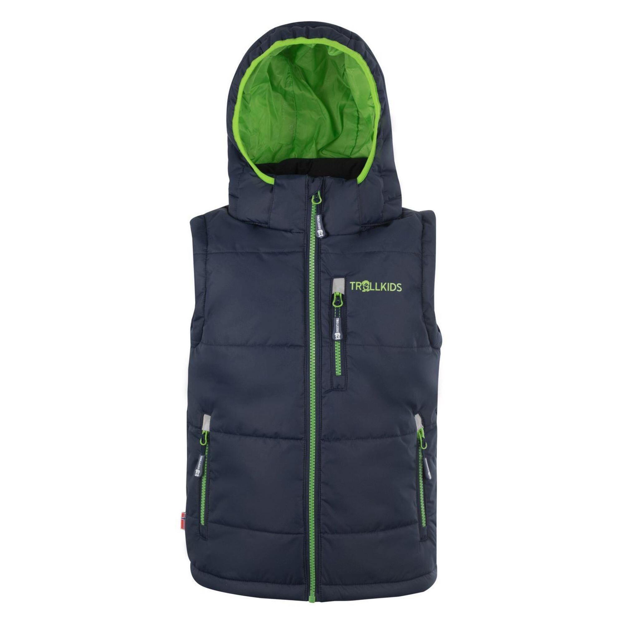 Gilet Narvik da bambino in polifibra idrorepellente blu navy/verde chiaro