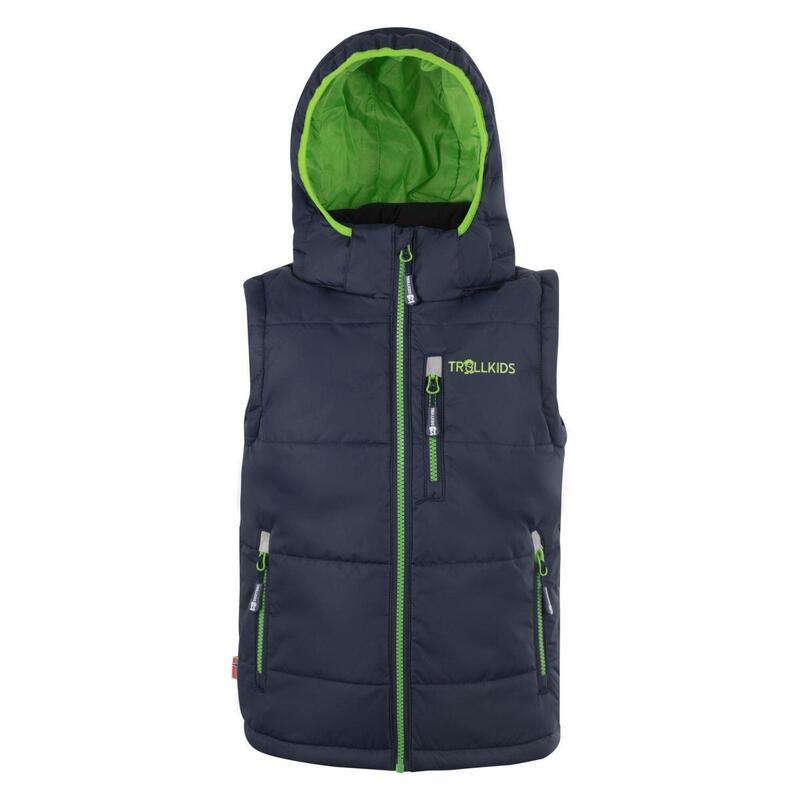 Gilet polyfibre enfant Narvik déperlant bleu marine/vert clair