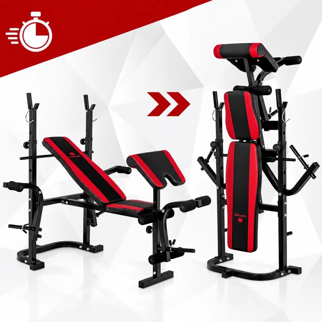 Zestaw kulturystyczny Sapphire SG-123kg z ławką składaną XG35 obciążenia gryfy 2/7