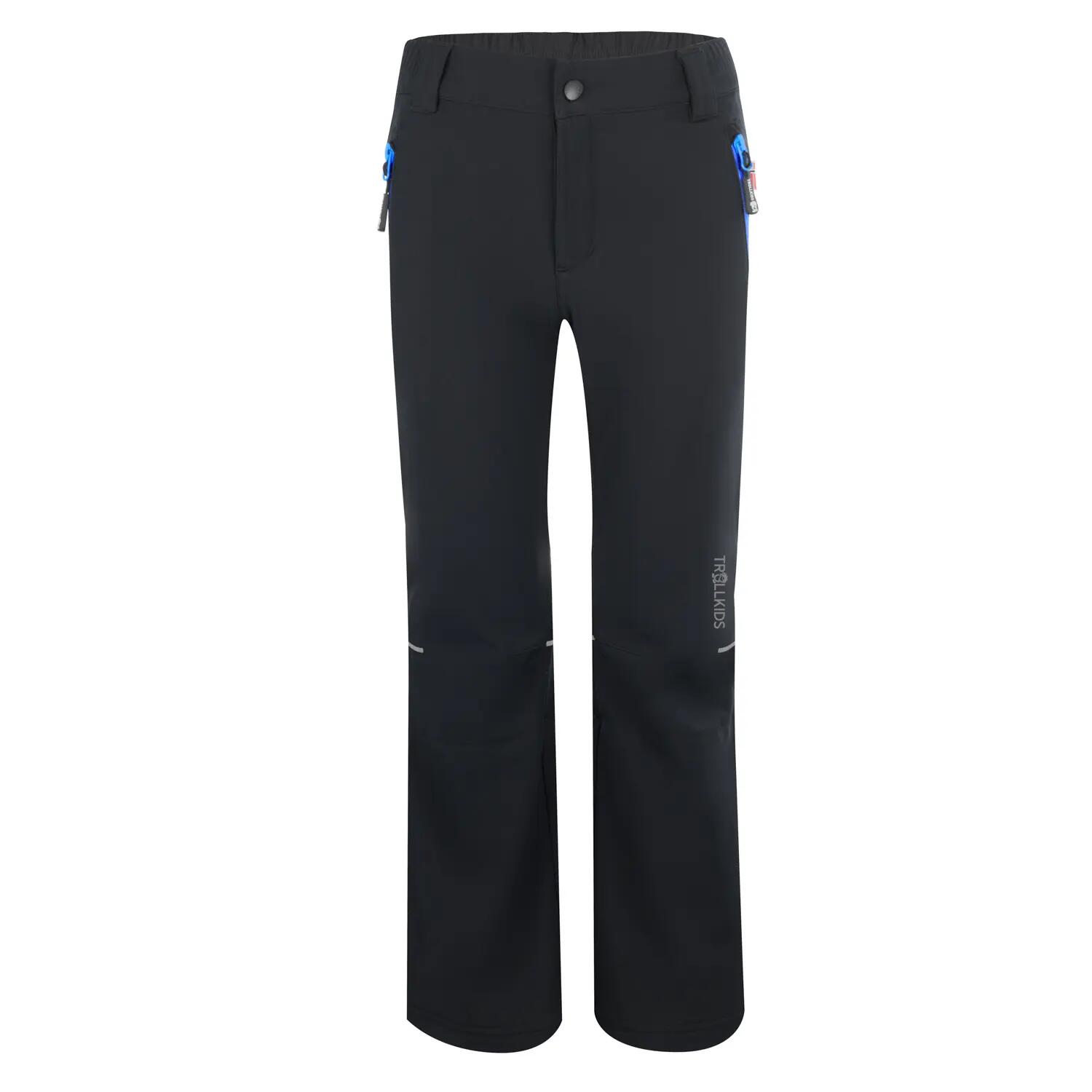 Spodnie Softshell KIDS Hemsedal marki DECATHLON - Wodoodporne, Czarny/Niebieski 1/3