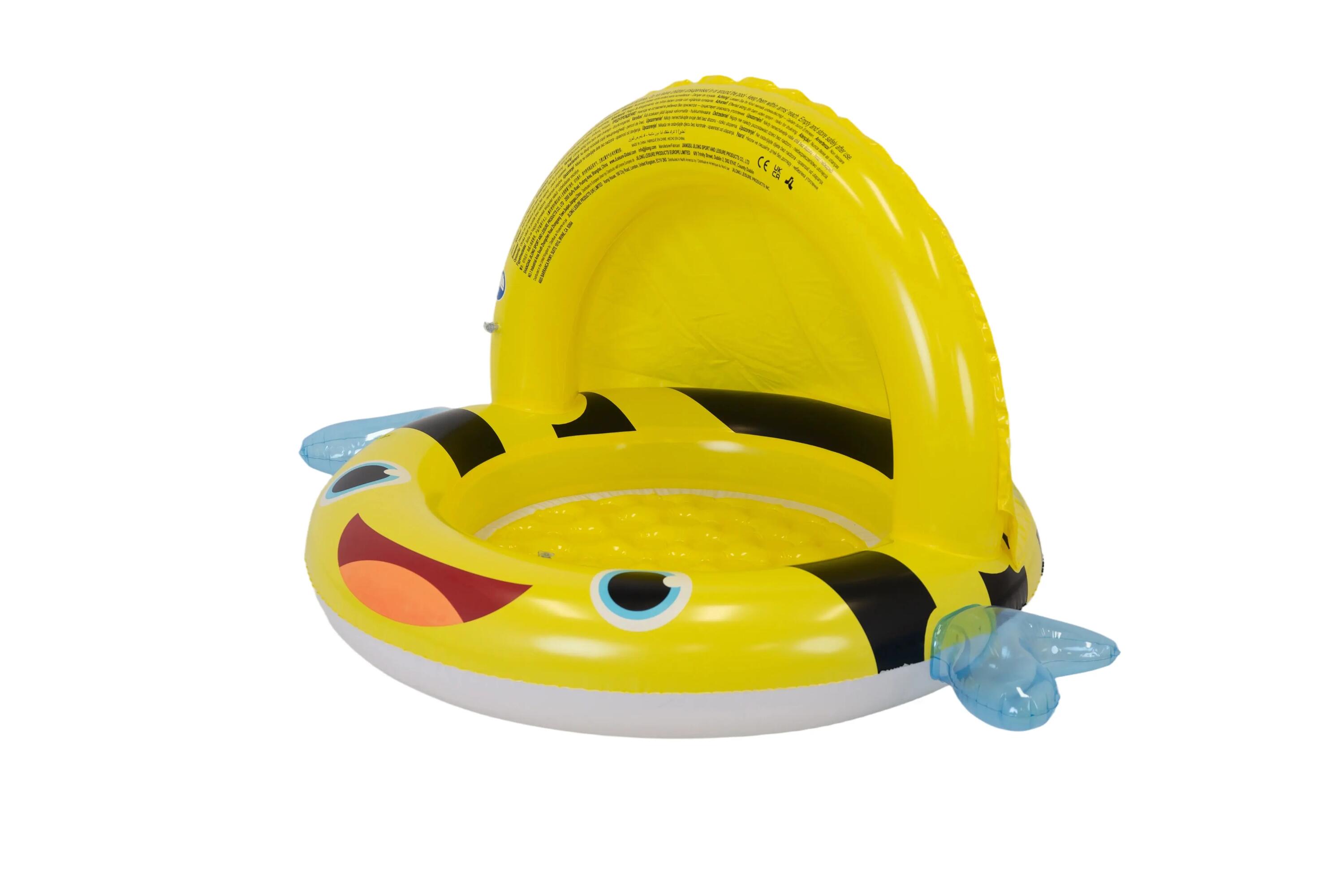 Baby-Planschbecken „Biene“ mit Sonnendach, Kinderpool 130x95x66cm 9/9