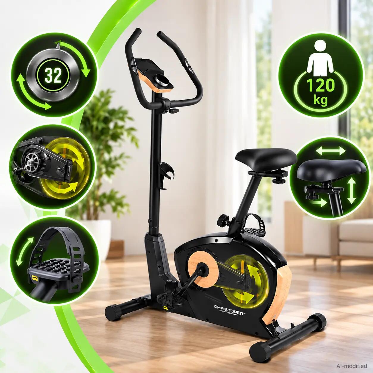 Heimtrainer für Zuhause - tiefer Einstieg - leise - Pulsmessung - 120kg  ET 3.1 2/7