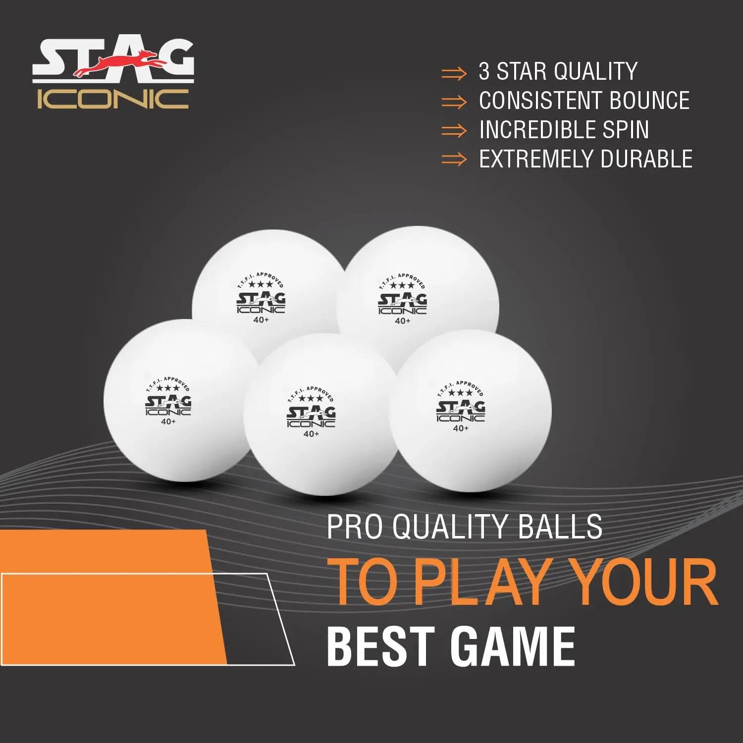 STAG Iconic 3-Star Supreme TT Balls, 40+mm, Pack of 12 -  5