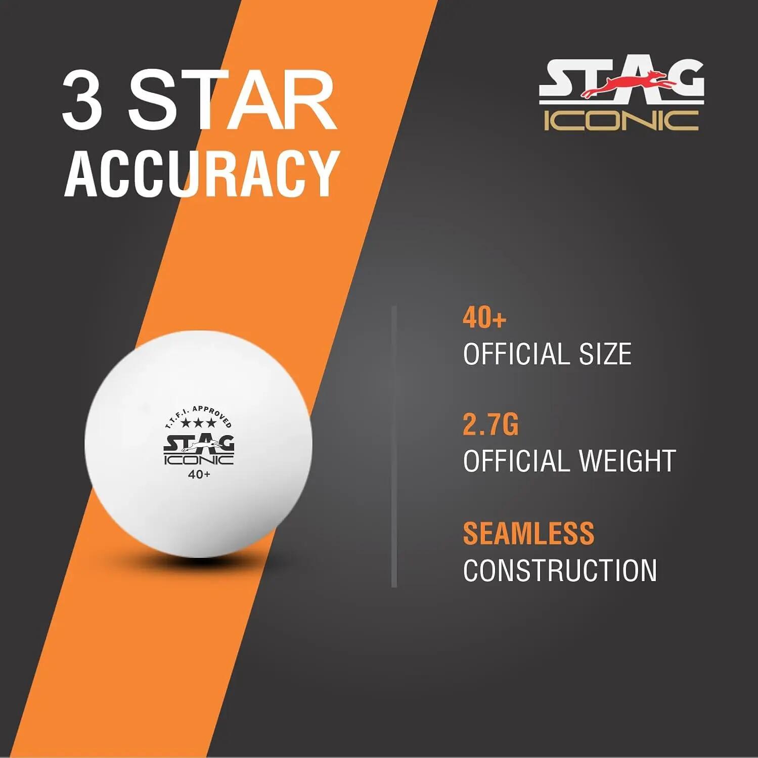 STAG Iconic 3-Star Supreme TT Balls, 40+mm, Pack of 12 -  4