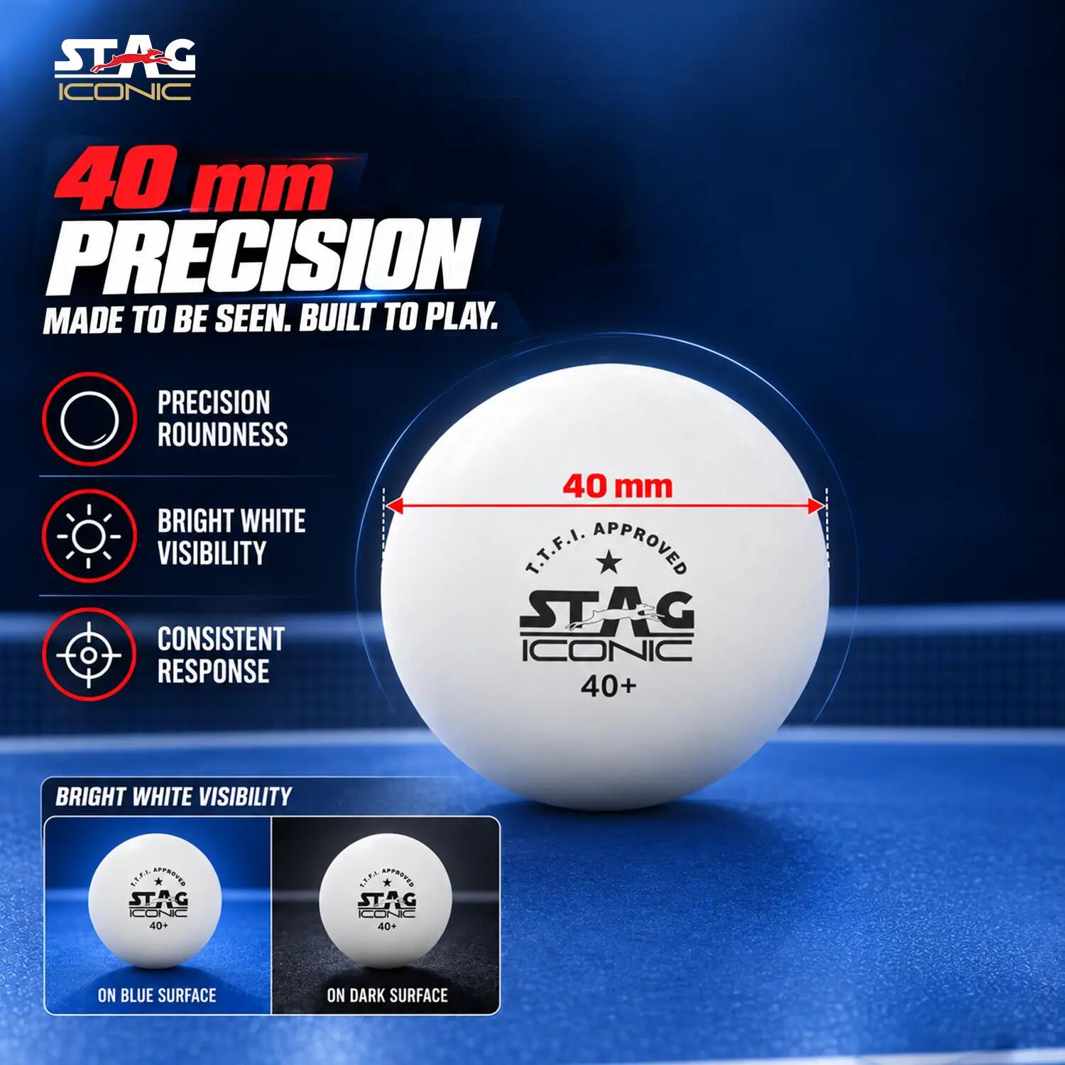 STAG Iconic 1-Star TT Balls, 40+mm, Pack of 12 -  3