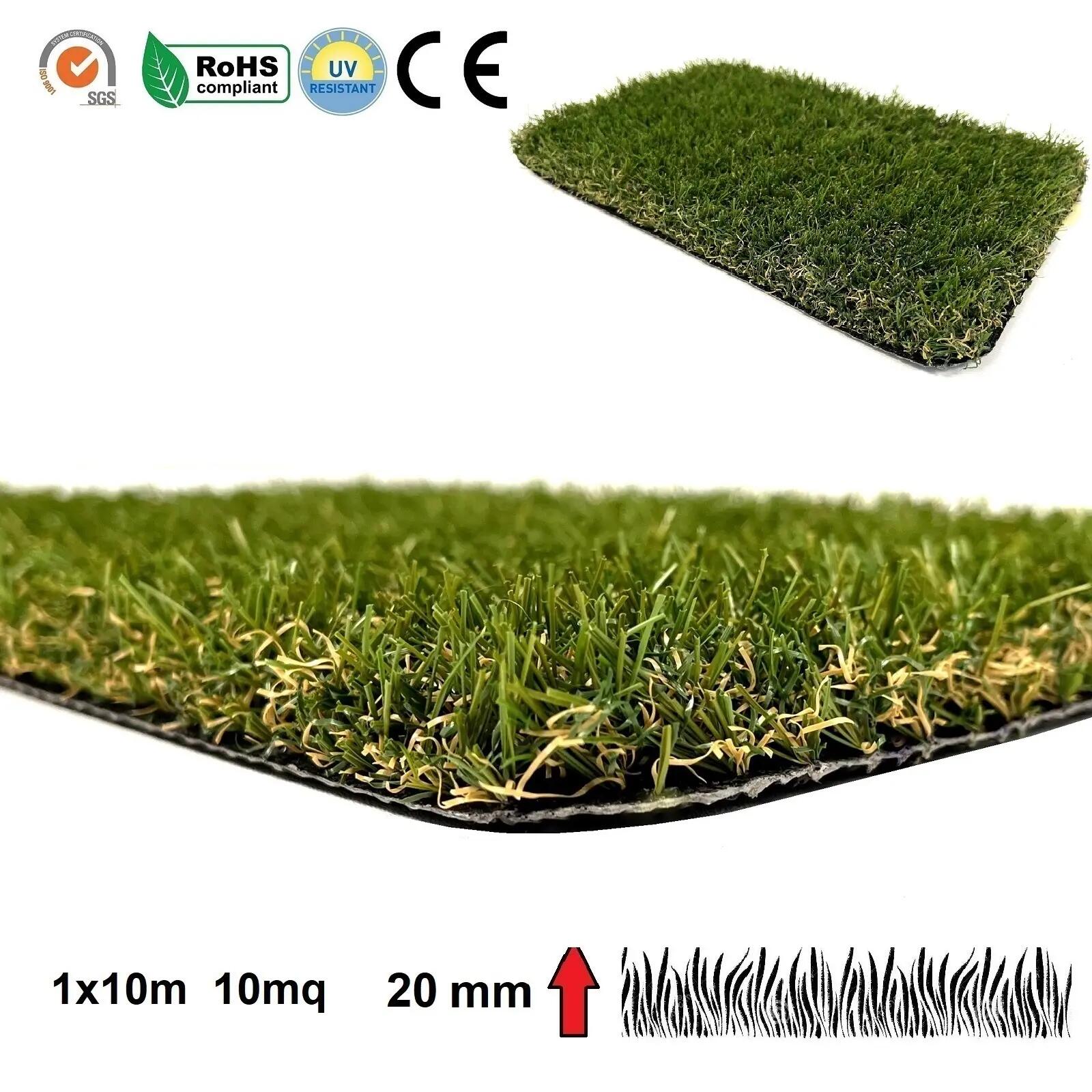 Tappeto in Erba Sintetica 20 mm 1x10mt adatto per pavimentazione palestre 10mq 3/14