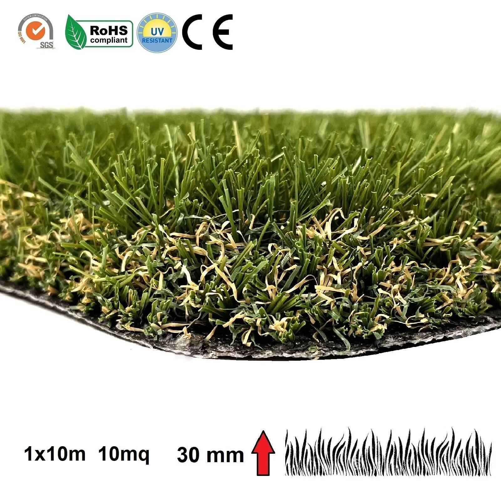 Tapete de césped sintético de 30 mm 1x10 m para suelos de gimnasio 10 m² 3/14