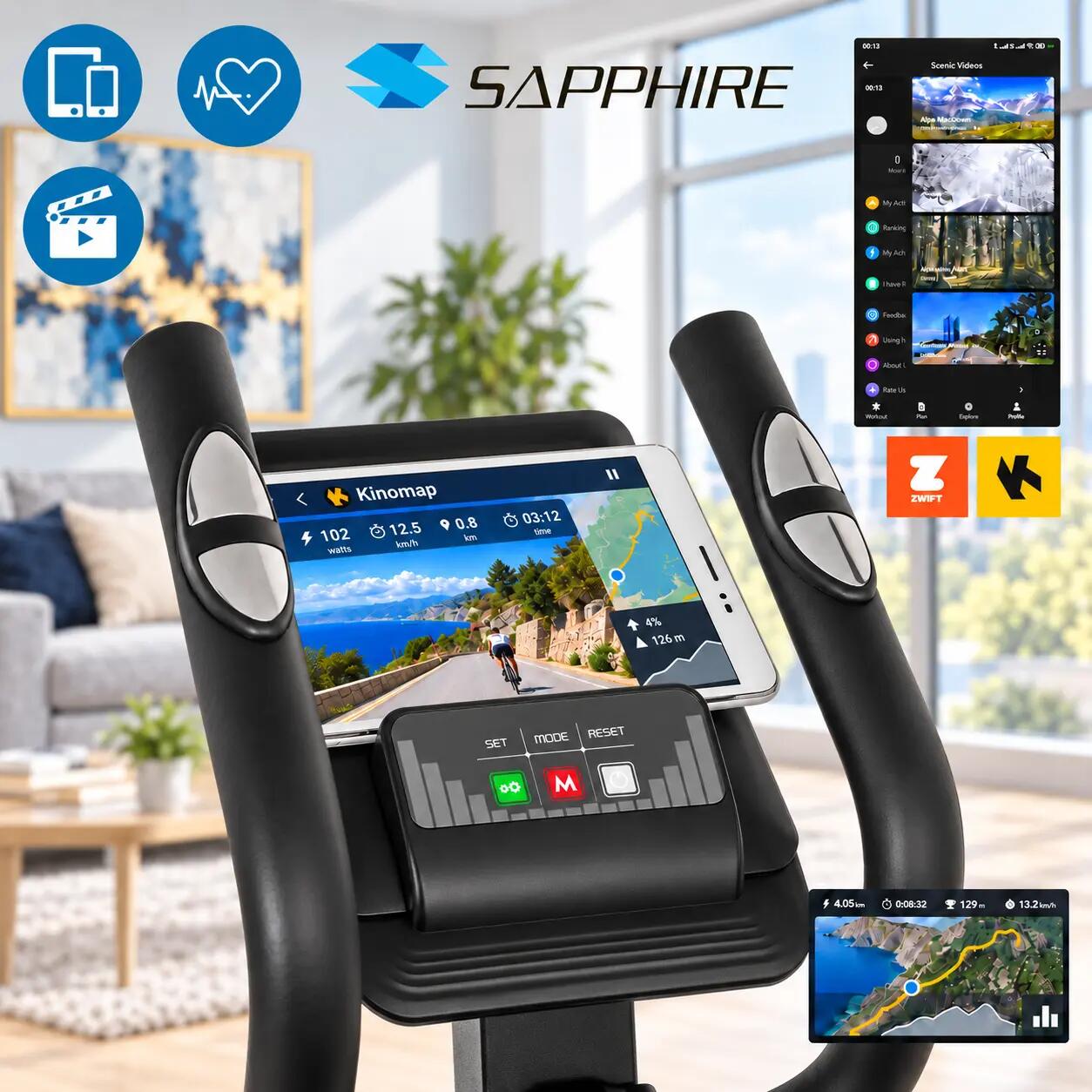 Trenażer magnetyczny Sapphire SG-950E Foza do 150kg Aplikacje koło 10kg 5/12