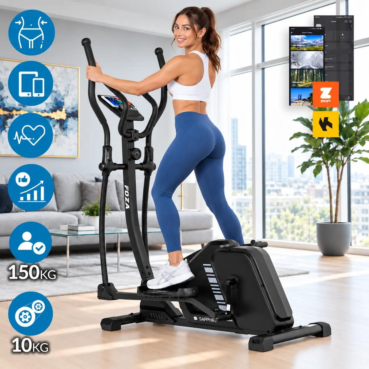 Trenażer magnetyczny Sapphire SG-950E Foza do 150kg Aplikacje koło 10kg 3/12