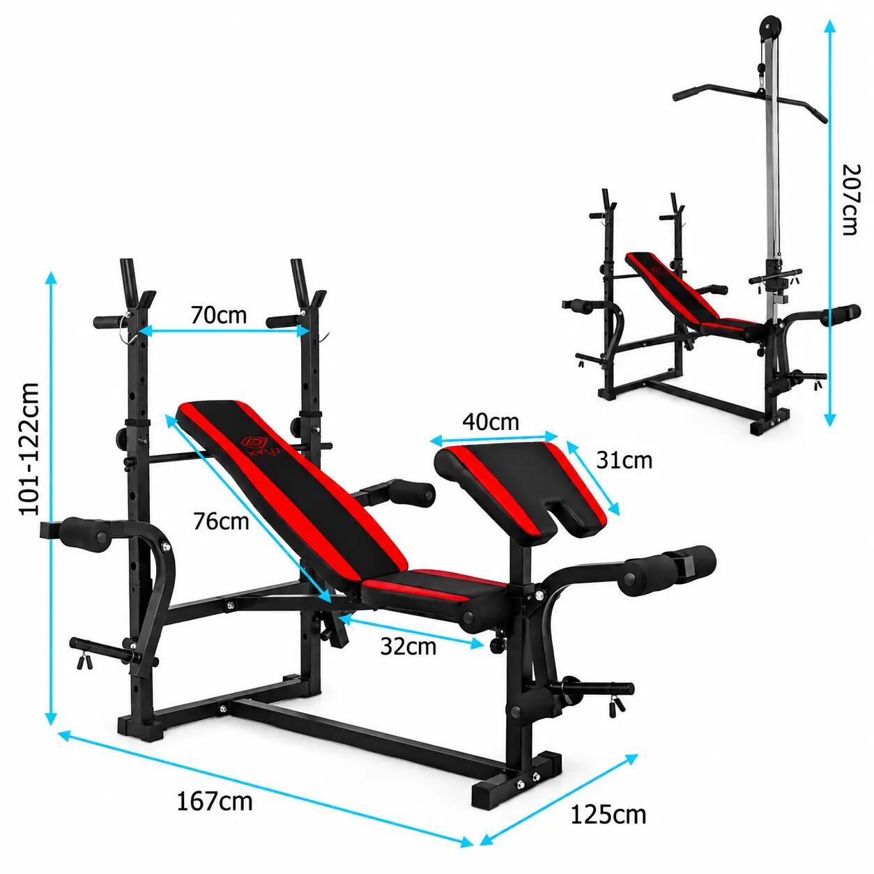 Zestaw kulturystyczny Sapphire SG-71kg z ławką XG-500 wyciąg obciążenia gryf 7/7