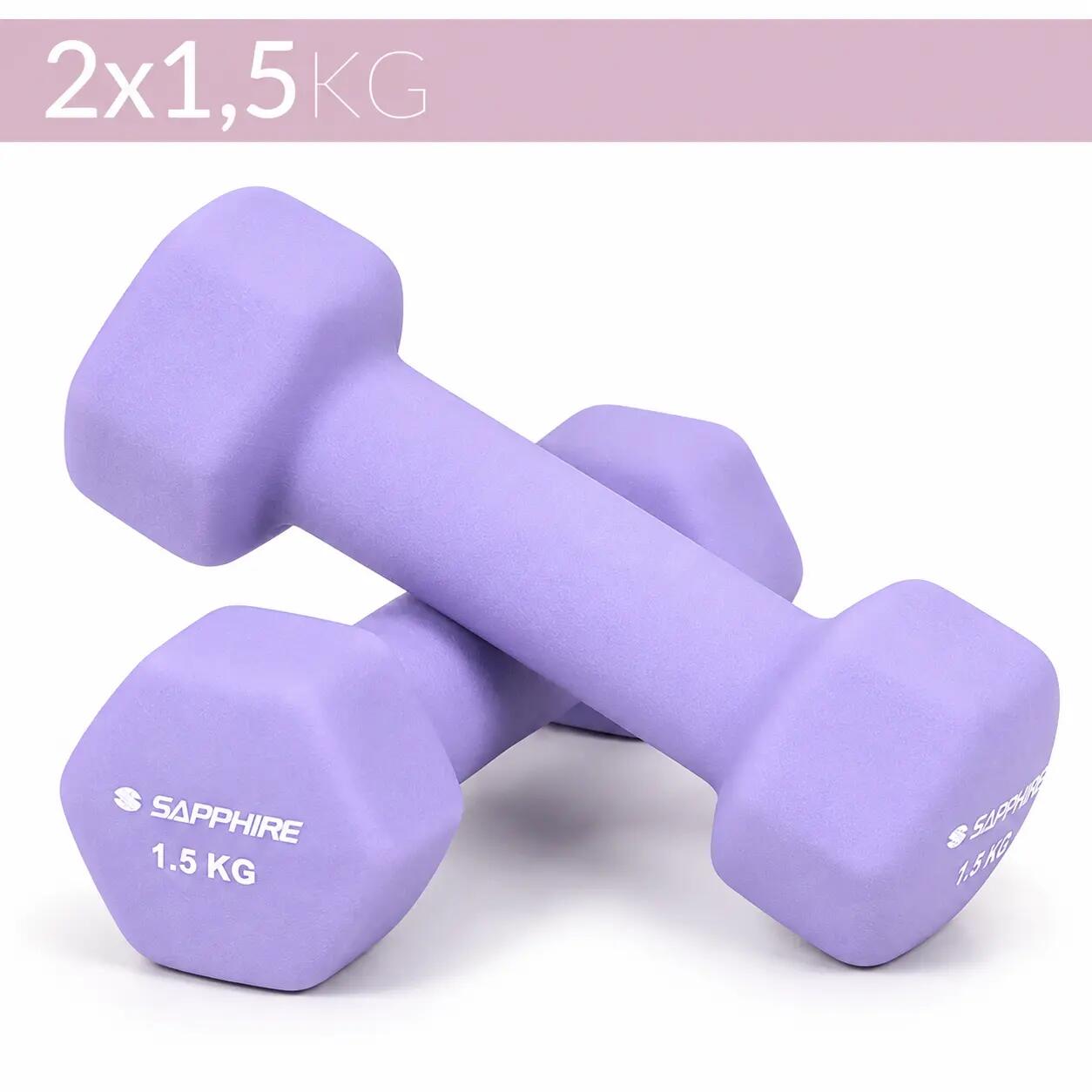 Zestaw hantelek neoprenowych Sapphire SG-210 12kg na stojaku 2x0,5, 2x1, 2x1,5kg 6/8
