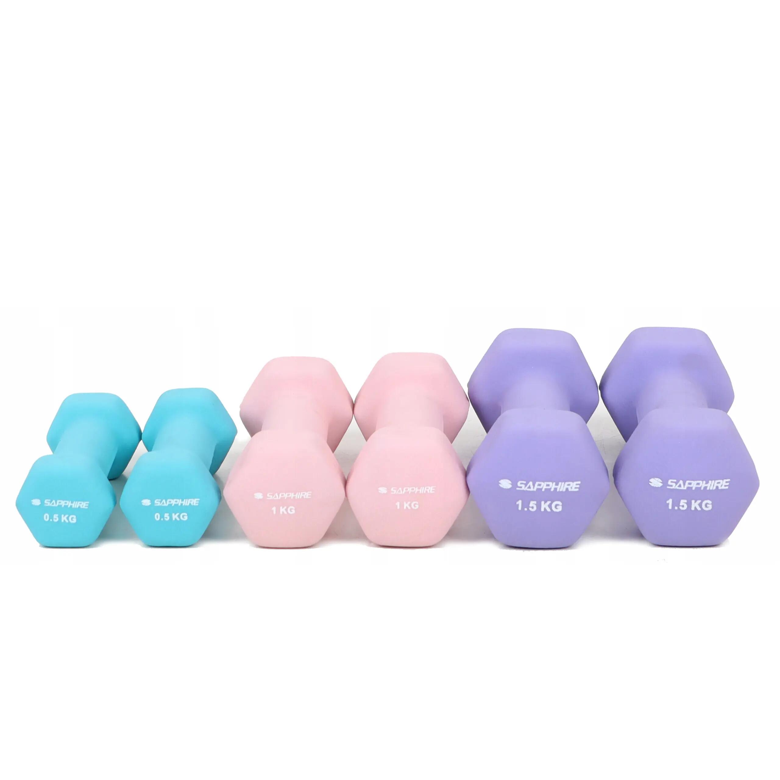 Zestaw hantelek neoprenowych Sapphire SG-210 12kg na stojaku 2x0,5, 2x1, 2x1,5kg 2/8