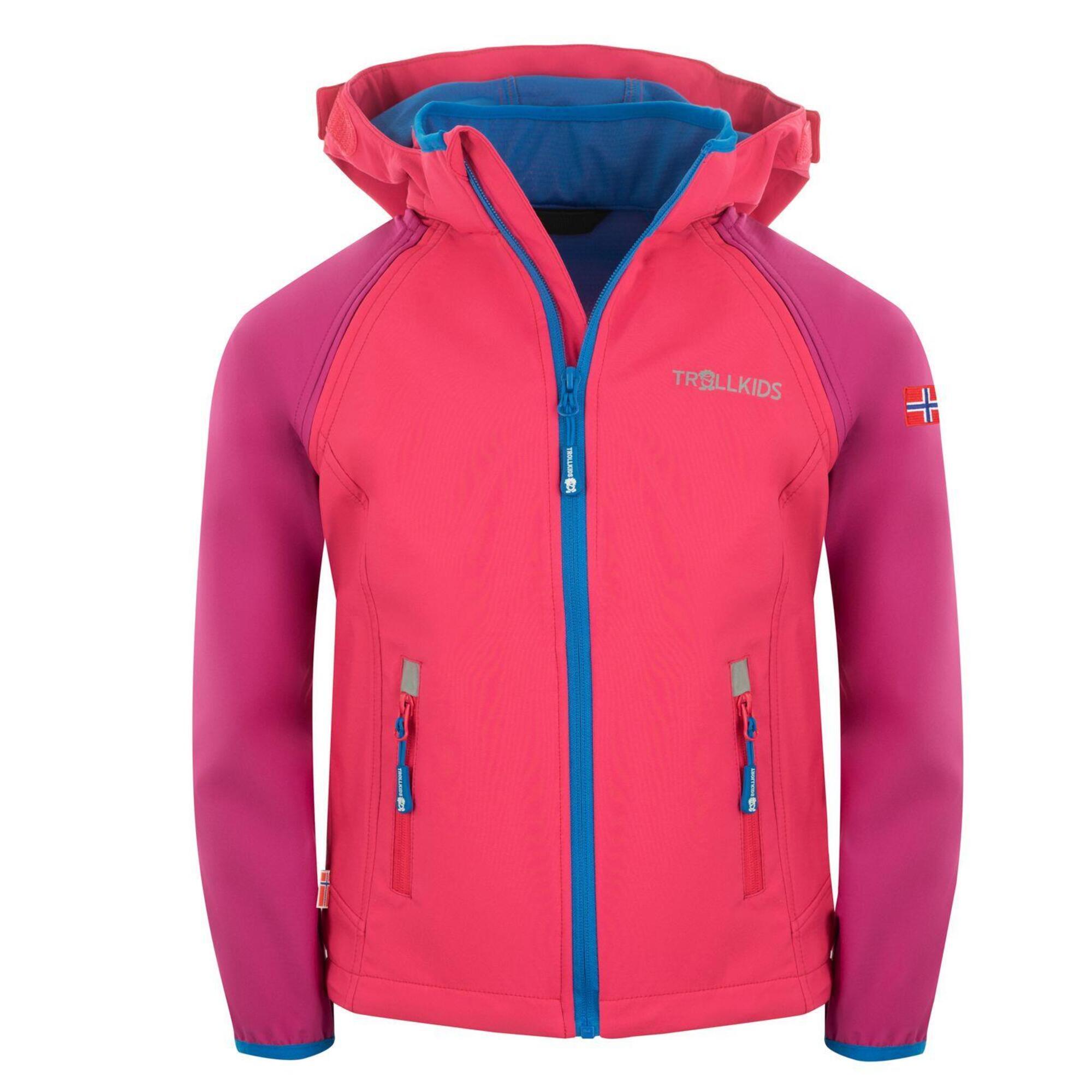 Rondane waterproof softshell jacket for children Dark pink / Light pink / Blue