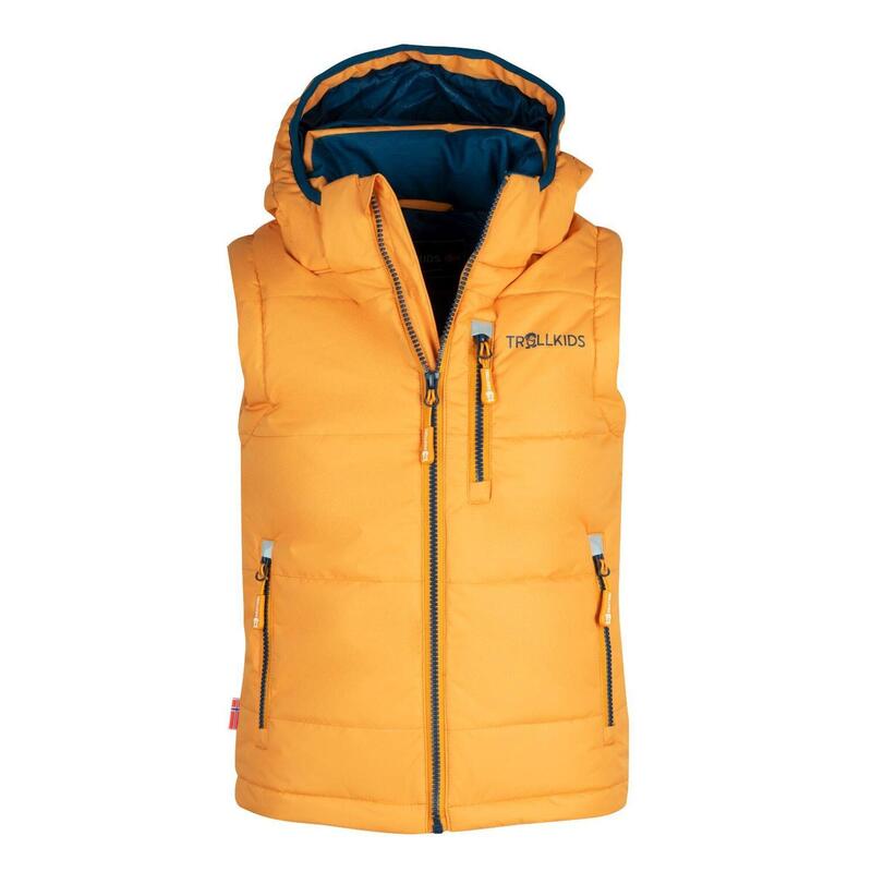 Gilet polyfibre enfant Narvik déperlant jaune doré/bleu mystique