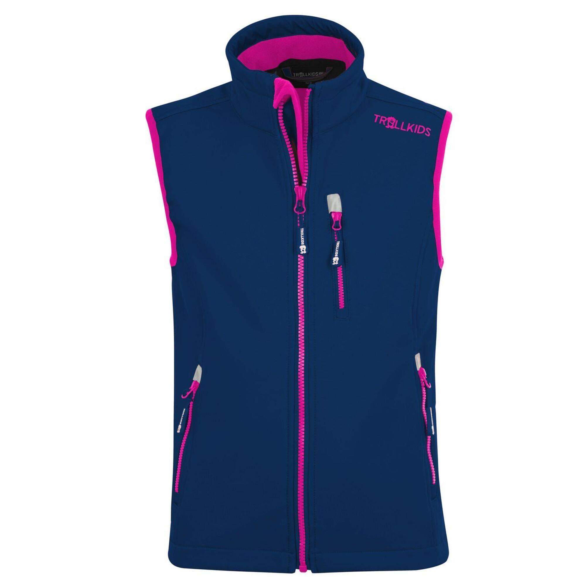 Gilet enfant Trollfjord déperlant bleu marine/magenta 1/3