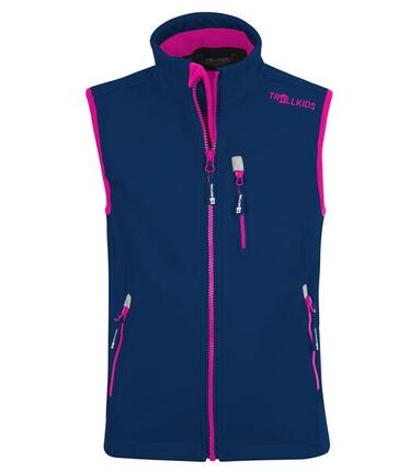 Gilet enfant Trollfjord déperlant bleu marine/magenta
