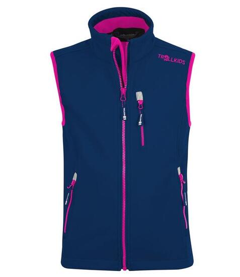 Gilet enfant Trollfjord déperlant bleu marine/magenta