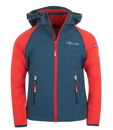 Veste softshell enfant Rondane déperlante rouge clair/bleu