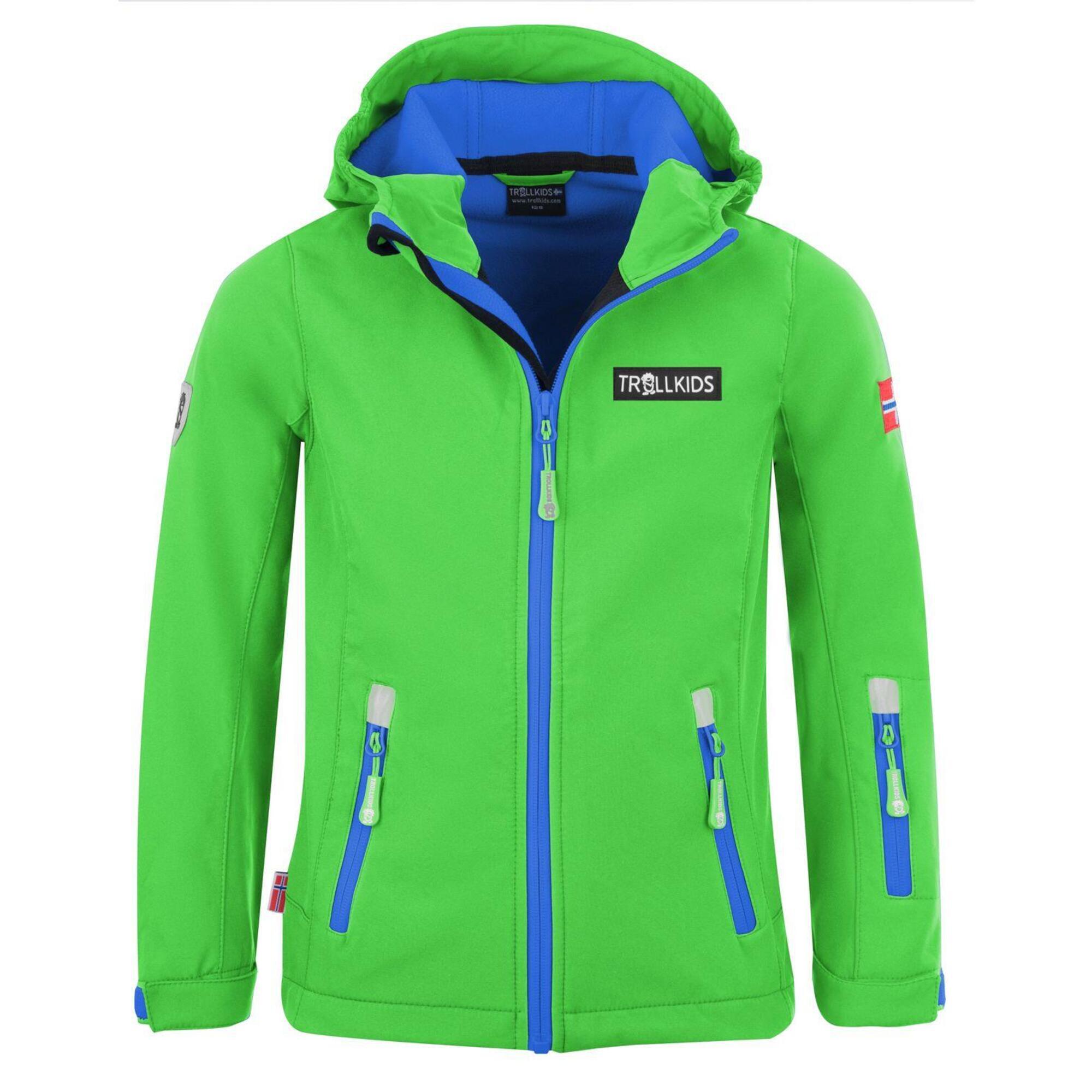 Oslofjord Water-repellent Softshell jacket for children Light green / Medium blue