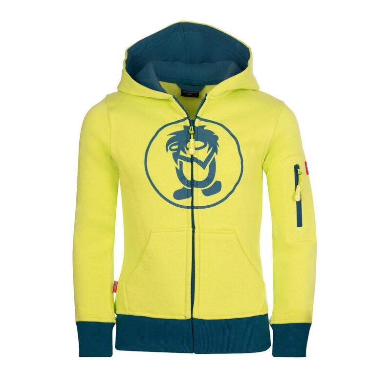 Kinder Hoodie Pullover Sortland Limegelb/Petrolblau