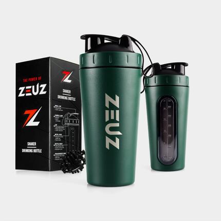 ZEUZ Premium Edelstahl-Shaker – Protein-Shaker – BPA-frei – 700 ml – Mattgrün