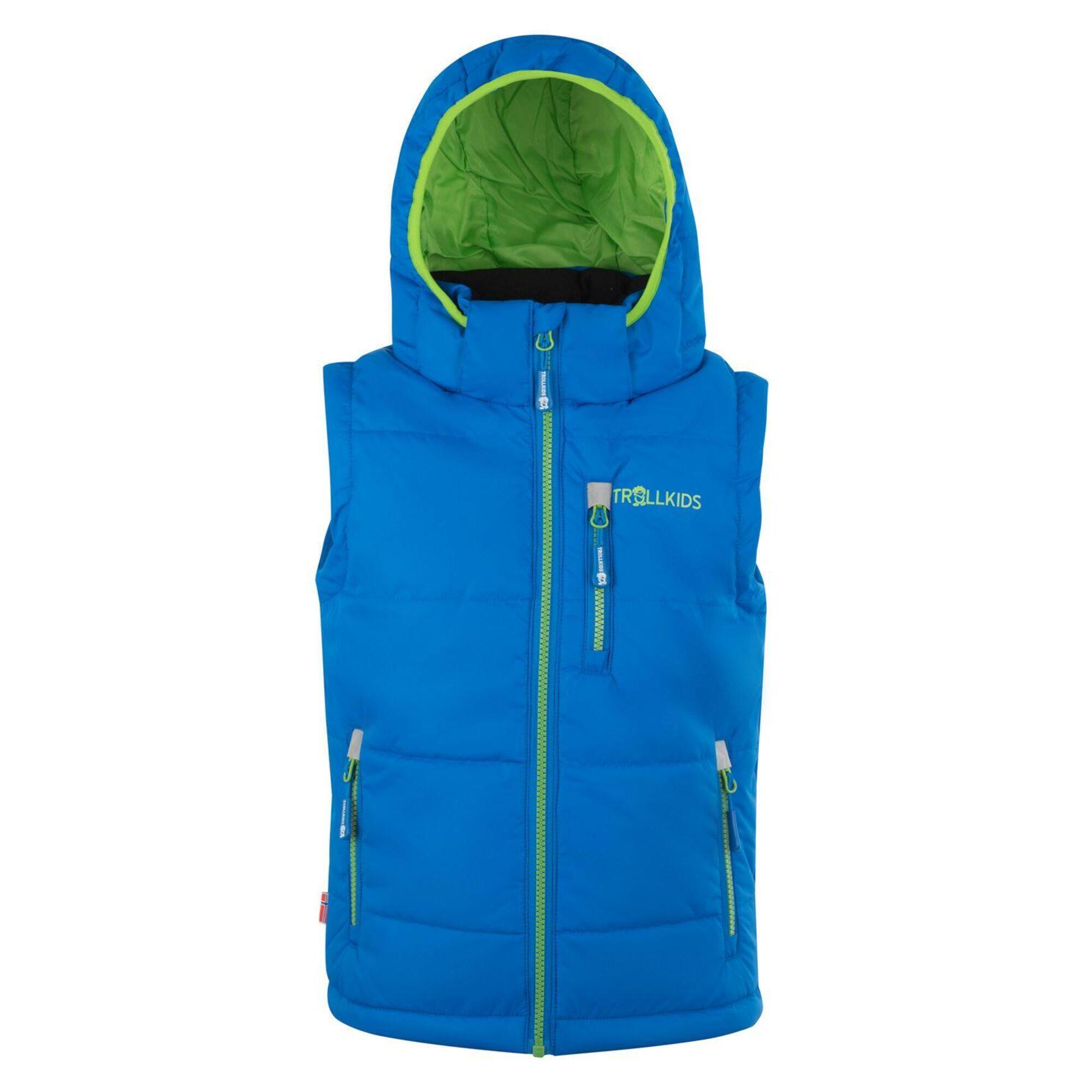 Narvik children's water-repellent polyfiber vest Medium blue / Light green