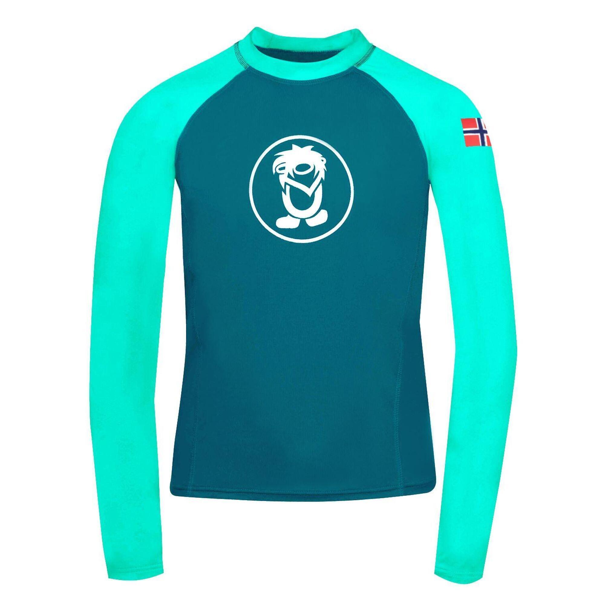 TROLLKIDS Kinder Longsleeve Kvalvika Dunkel-Minzgrün/Petrol