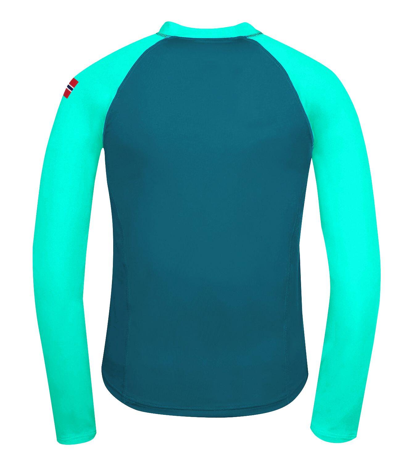 Kinder Longsleeve Kvalvika Dunkel-Minzgrün/Petrol 2/3
