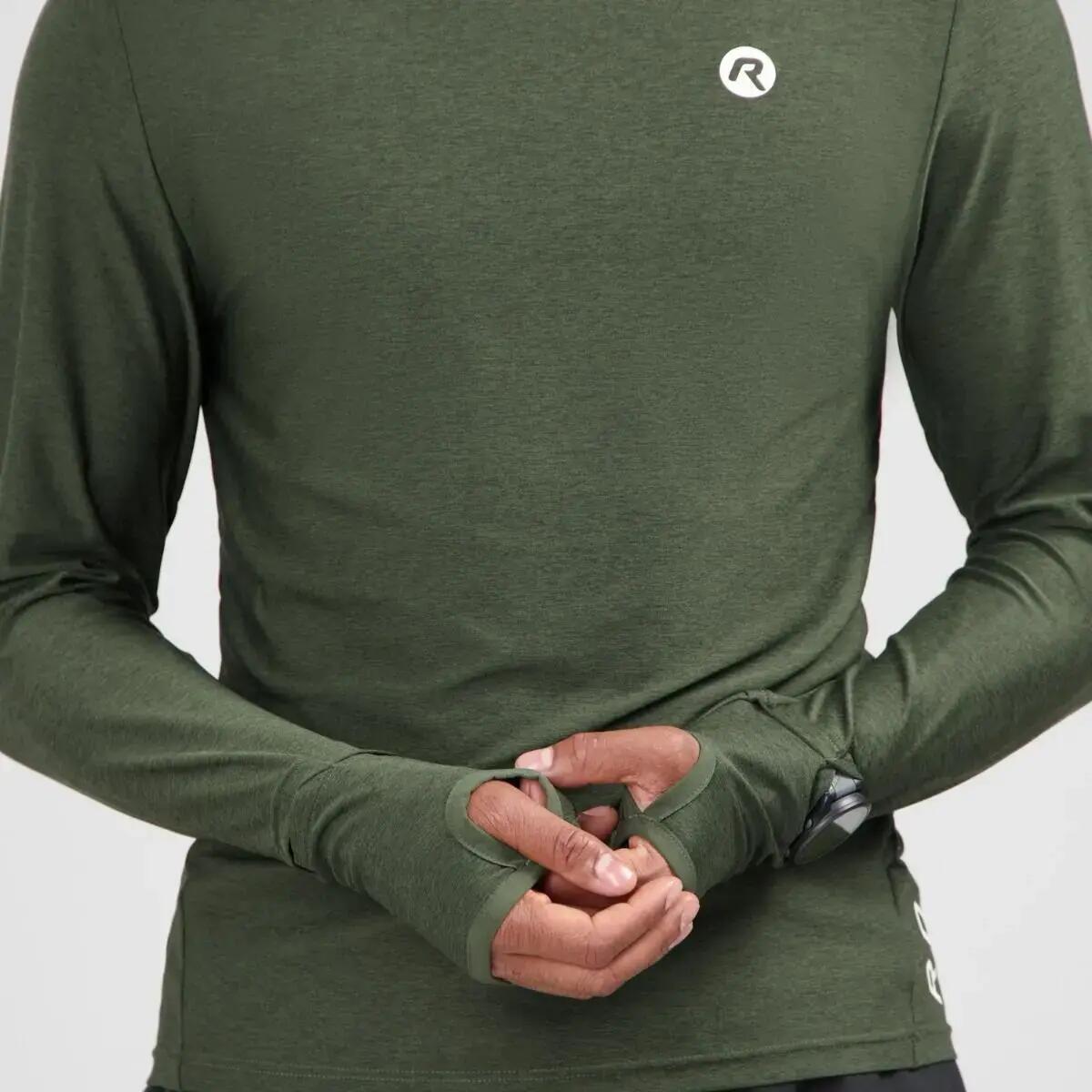 Men's Green Essential Long Sleeve Running Shirt 6/7