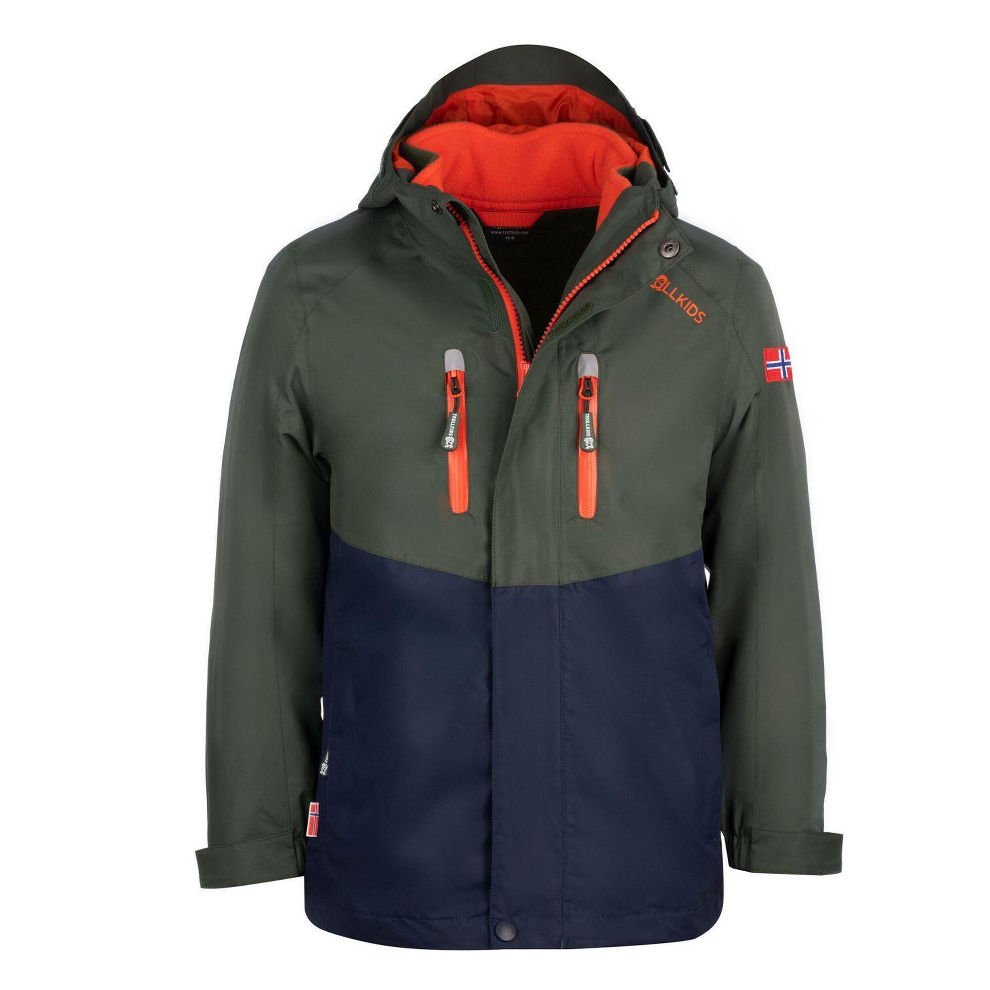 TROLLKIDS Kinder 3in1 Jacke Bryggen Waldgrün/Marineblau