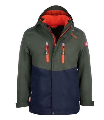 Kinder 3in1 Jacke Bryggen Waldgrün/Marineblau