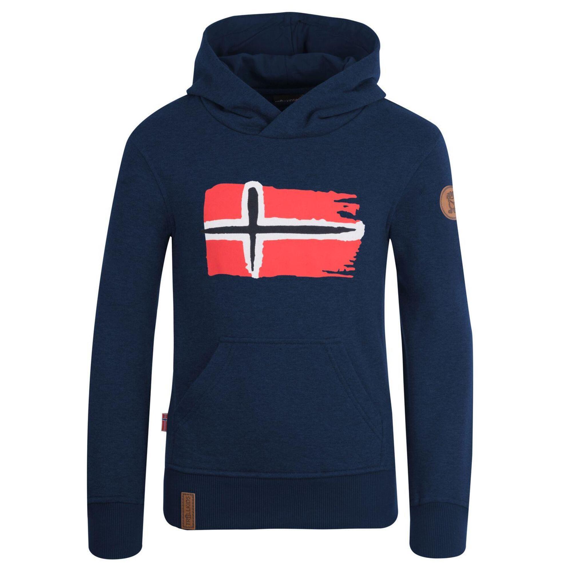 Trondheim children's hoodie navy blue/orange