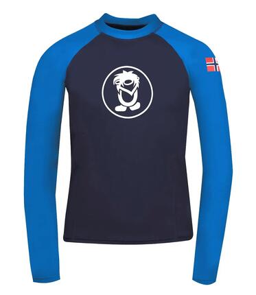 Kinder Longsleeve Kvalvika Marineblau / Mittelblau