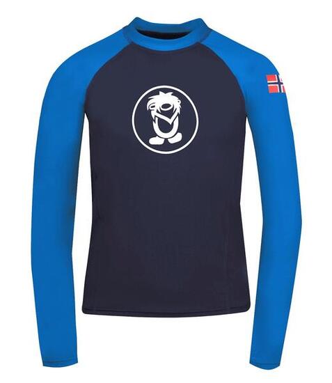Kinder Longsleeve Kvalvika Marineblau / Mittelblau
