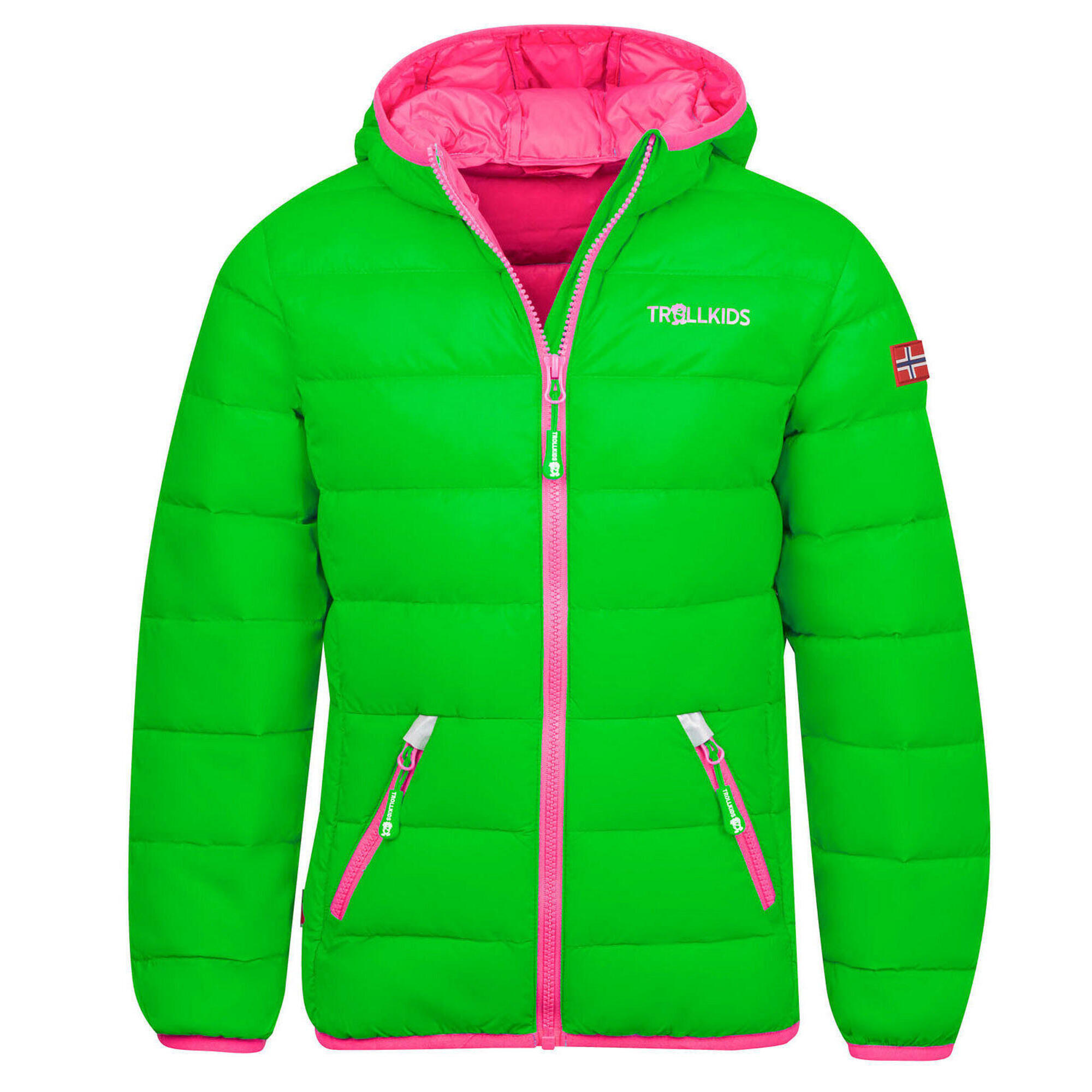 Children's down jacket Dovrefjell Green / Magenta