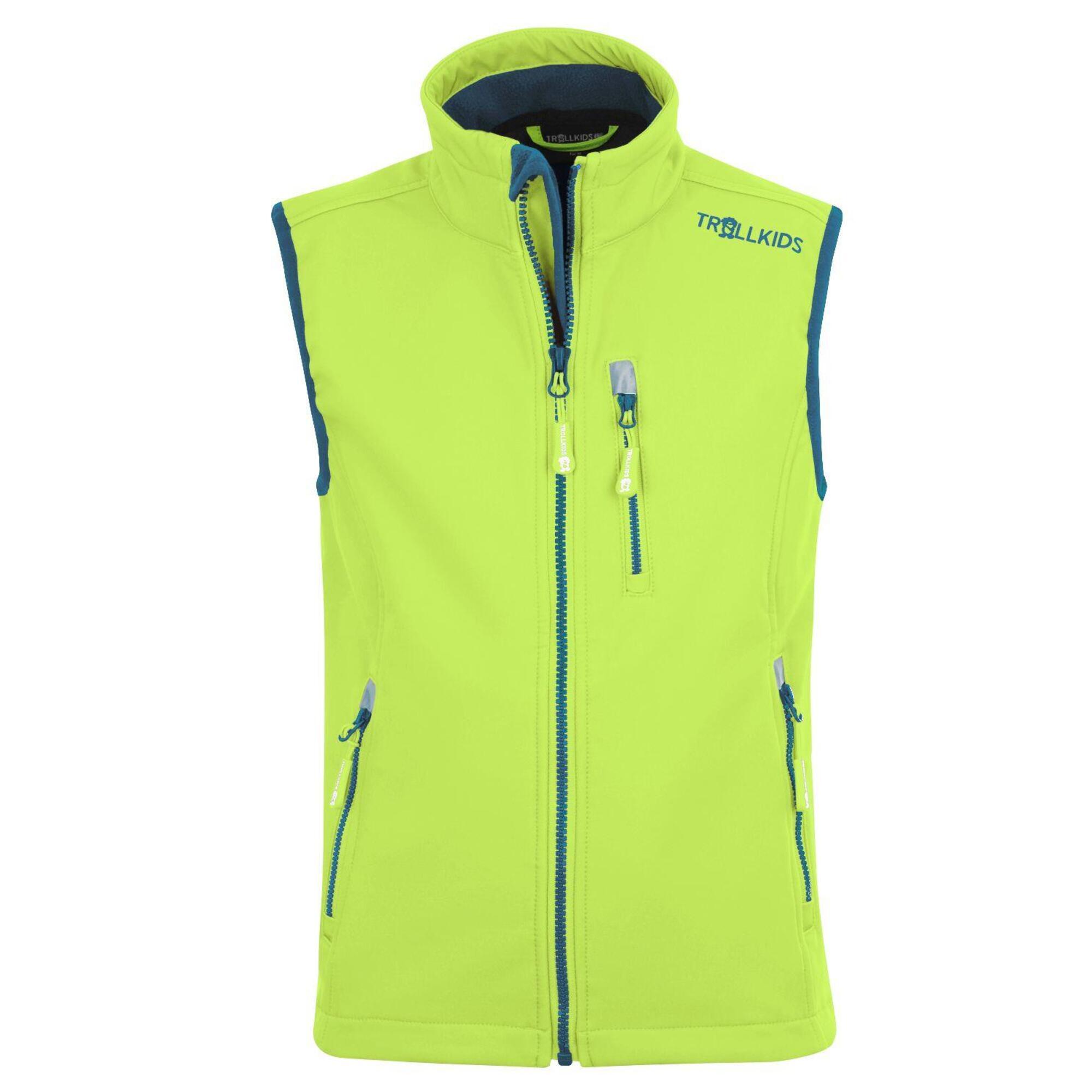 Trollfjord children's vest lime yellow/petrol blue