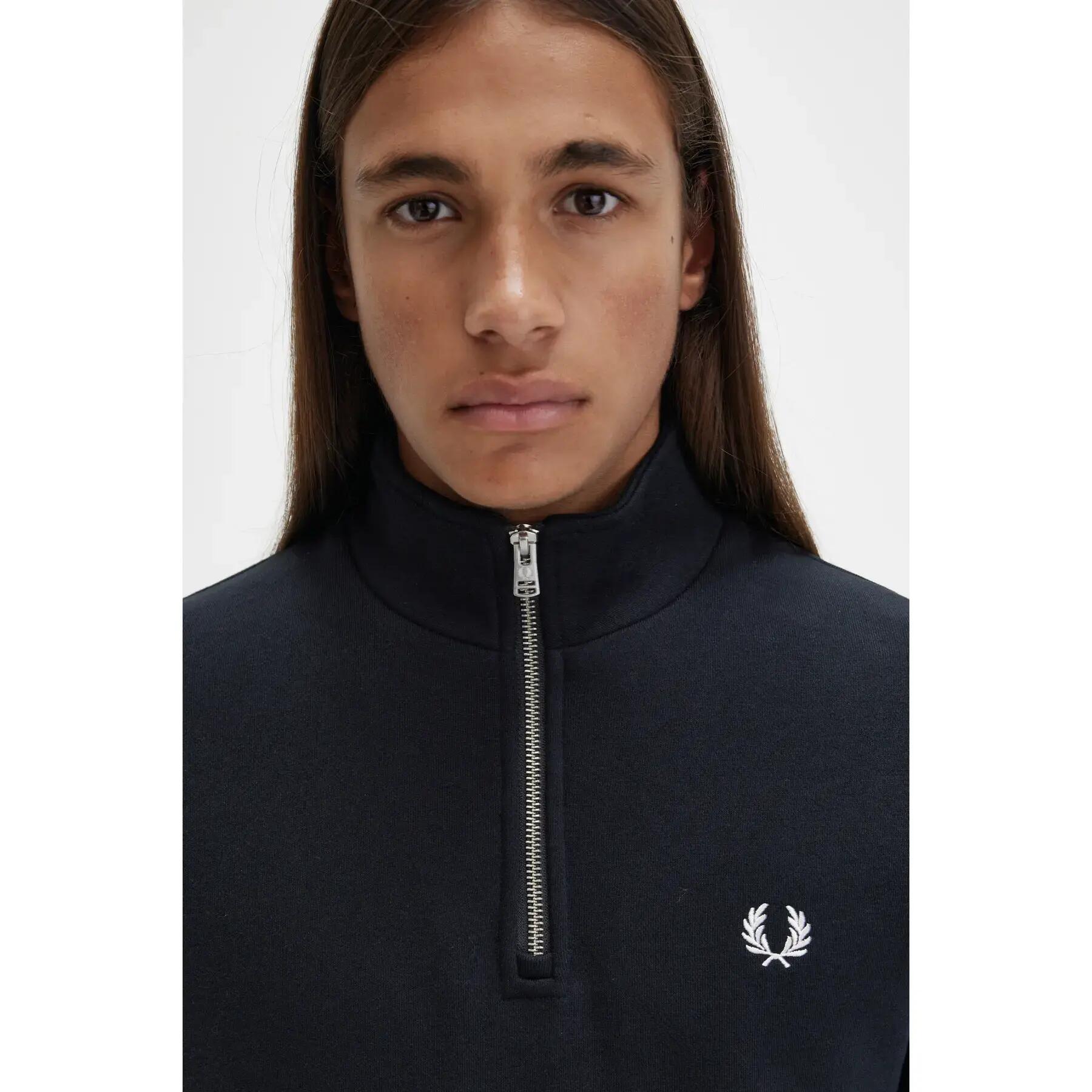 Felpa Fred Perry Modello Half Zip Sweatshirt Colore Nero 7/7