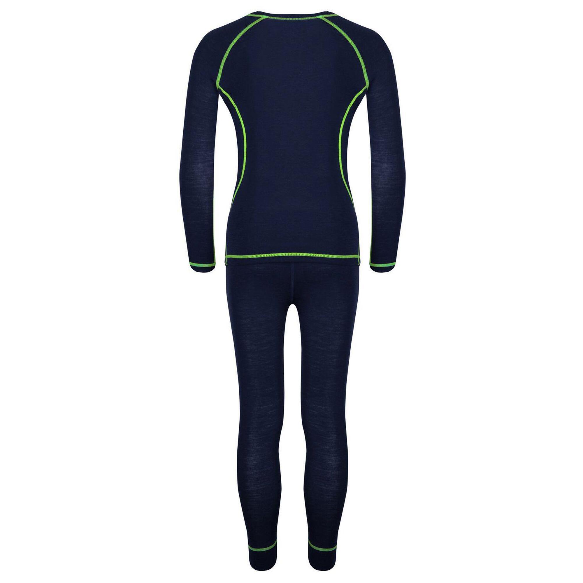 Intimo merino per bambini blu navy/verde vipera