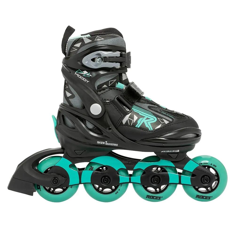 Inline Fitness Skates Moody TIF - Girl's - Adjustable - Black - Green 2/10