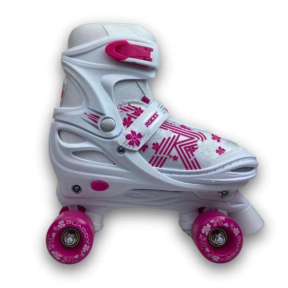 Quad Skates - Quaddy 3.0 - Kids - Adjustable in size - White - Pink 2/5