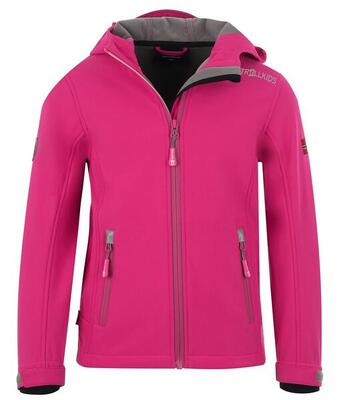 Mädchen Softshelljacke Trollfjord Wasserabweisend Mitternachtsblau / Coral