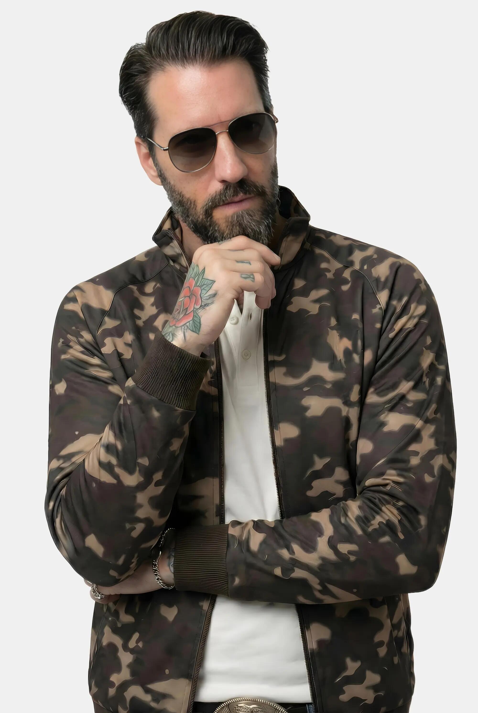 Herren Funktions-Trainingsjacke Fitness atmungsaktiv Camouflage 9/10